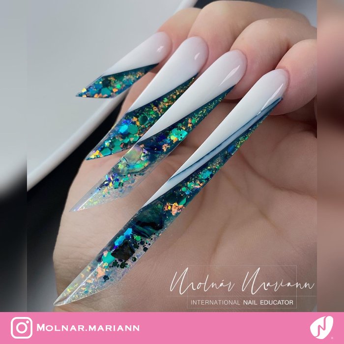 Sparkle Design Edge Shaped Nails